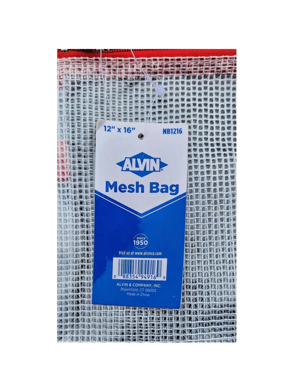 Alvin NB1216 PVC Mesh Pouch Bag Organizer with Zipper Clear & Red 12" x 16" NWT - Picture 5 of 5